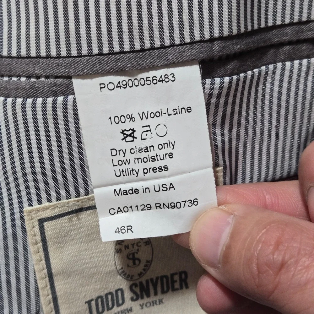 Todd Snyder Mayfair Fit Blazer Men's 46R Gray 100% Wool Made USA‎ Sport Coat